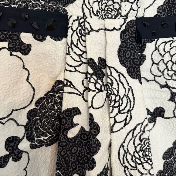 Peter Som Career Dress / Cocktail Dress in black and white print w/ beaded belt - Picture 5 of 15